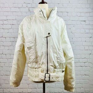 Vintage 80s Ossi Skiwear Snow White Nylon Ski Jacket Insulated Small